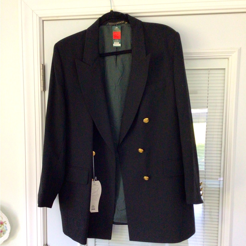 StMichael from Marks & Spencer Navy Blue Blazer 100% New Wool